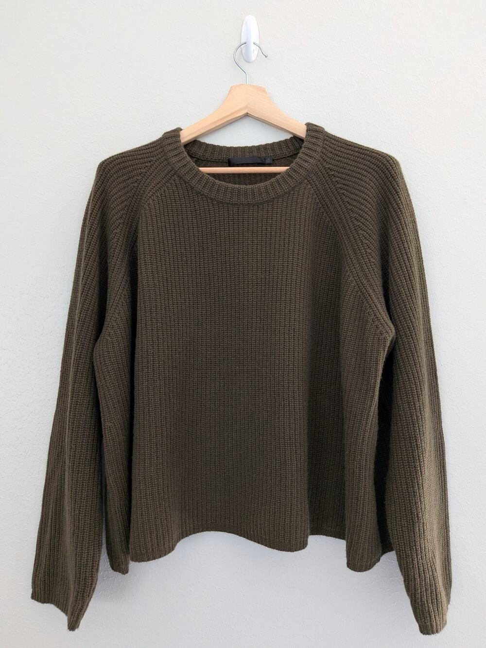 Jenni Kayne Cashmere Crewneck Sweater Olive Green Plus Size 3X XXL Pullover Knit